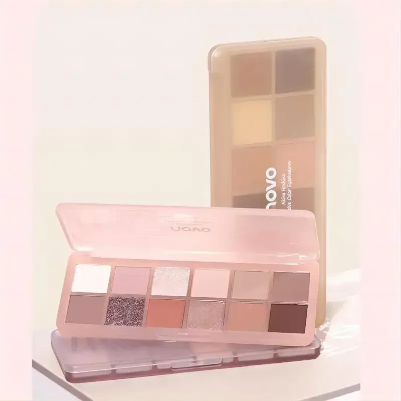 

Оригинальная палитра теней NOVO, 12 цветов, блестящие блестки, матовые тени для век, долговечные, водостойкие, женский макияж, красота