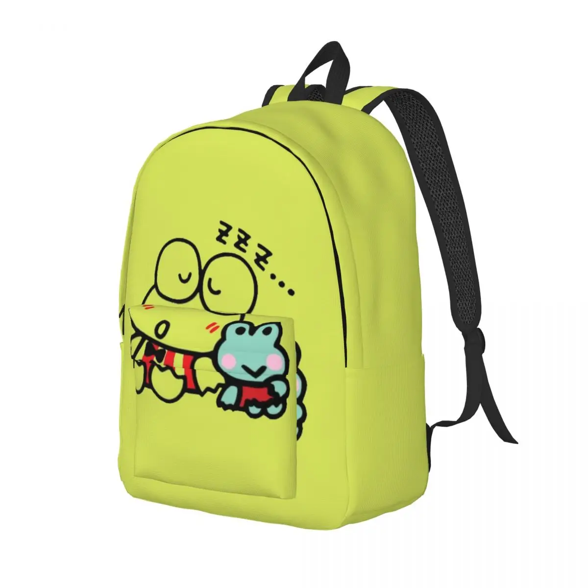 Custom 3D Print Cute Kerokero Keroppi Frog Canvas Backpacks for College School Travel Bags Men Women Bookbag Fits 15 Inch Laptop