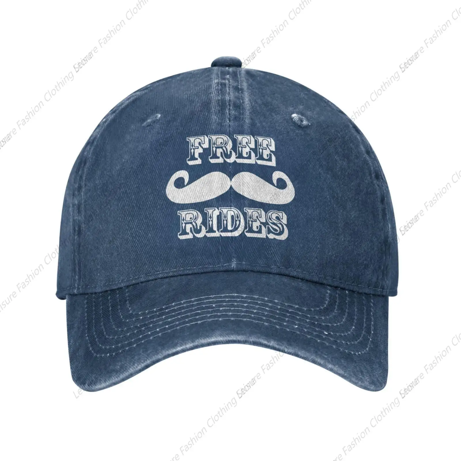 

Funny Free Mustache Rides Classic Washed Casquette Baseball Cap Unisex Truck Hat