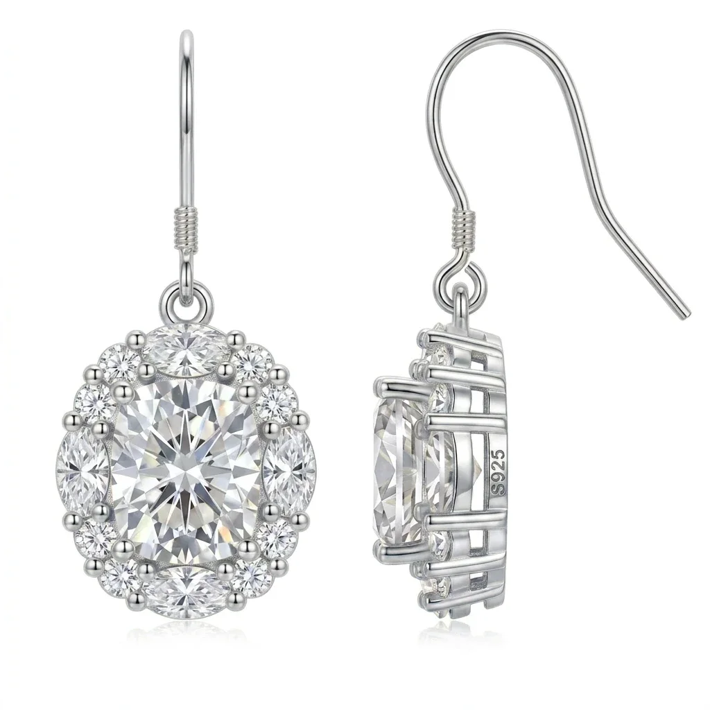 9.35CT Moissanite Long Dangle Earrings S925 Sterling Silver Women Wedding Party Jewelry Valentine Mother's Day Gift