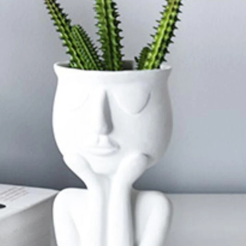 Character Portrait Flower Pot Resin Succulent Plant Pot Abstract Face Flower Pot Household Desktop