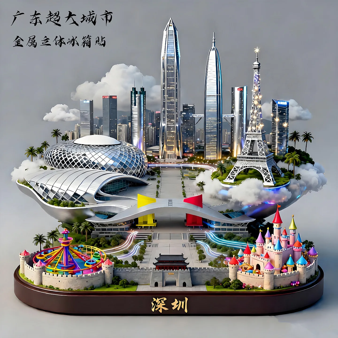 Zhuhai metal refrigerator magnet guangdong cultural and creative tourist attraction souvenir