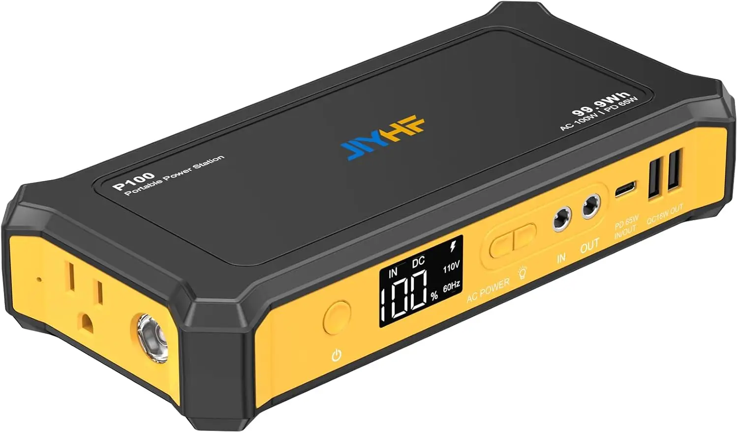 

Portable Power Station 99 9Wh Laptop Charger Backup Power with 65W USB C PD 100W AC Outlet 12V DC Output LED Light for Camping