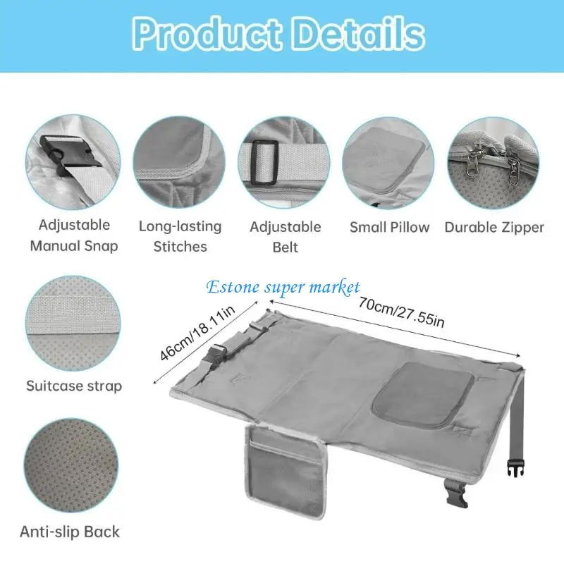 090B سرير سفر للأطفال قابل للتحويل للطائرة، تصميم قابل للطي مع إعدادات سريعة ومنظم للآباء #6