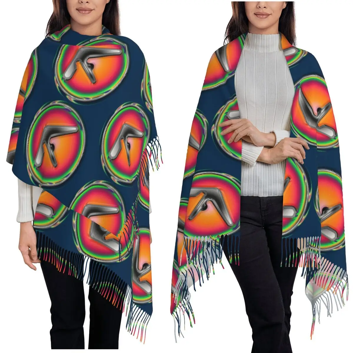 

Музыкальный шарф Aphex Twin Richard D James, шарфы с кисточками, женские мягкие теплые шали и накидки, длинная осенне-зимняя шаль