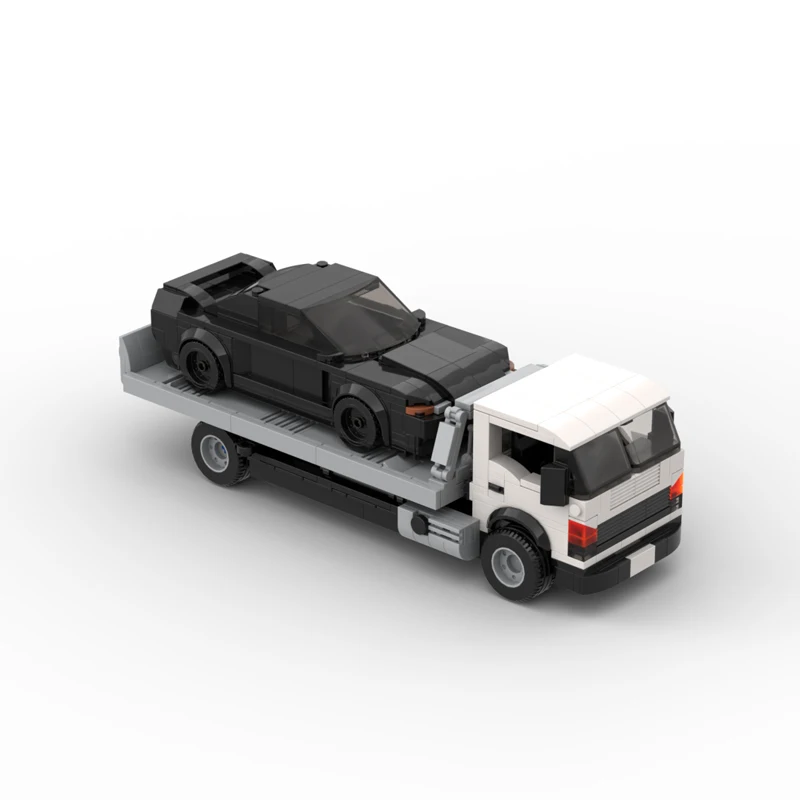 MOC Flatbed Trailer G63 SUV AE86 GTR R32 Sports Car Building Blocks Speed Racing Vehicle Bricks Toys Gifts For Boys Children