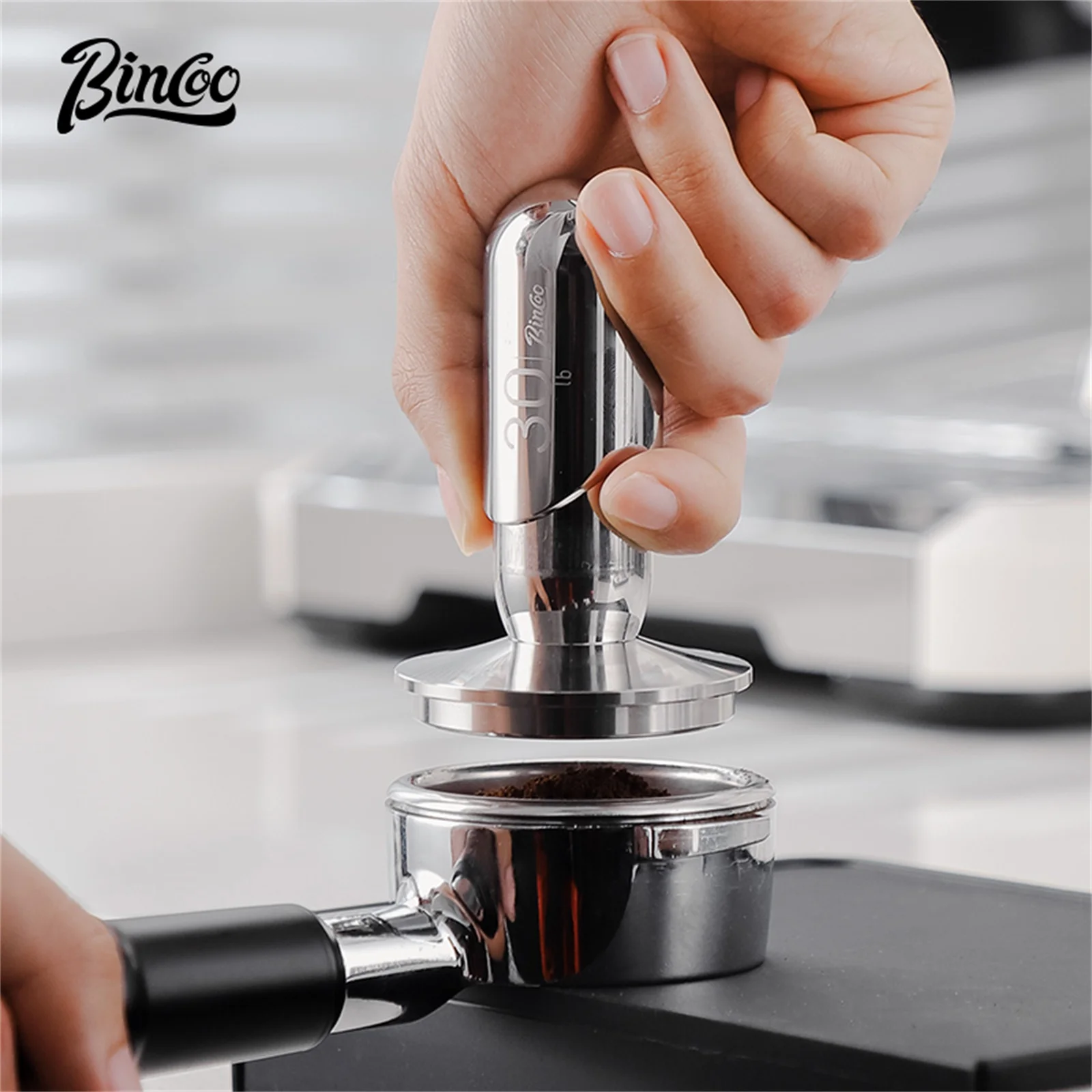 Bincoo 30LB Constant Force Tamper 51mm/58mm Self-Leveling Espresso Press Prevents Side Tamping Barista Tool