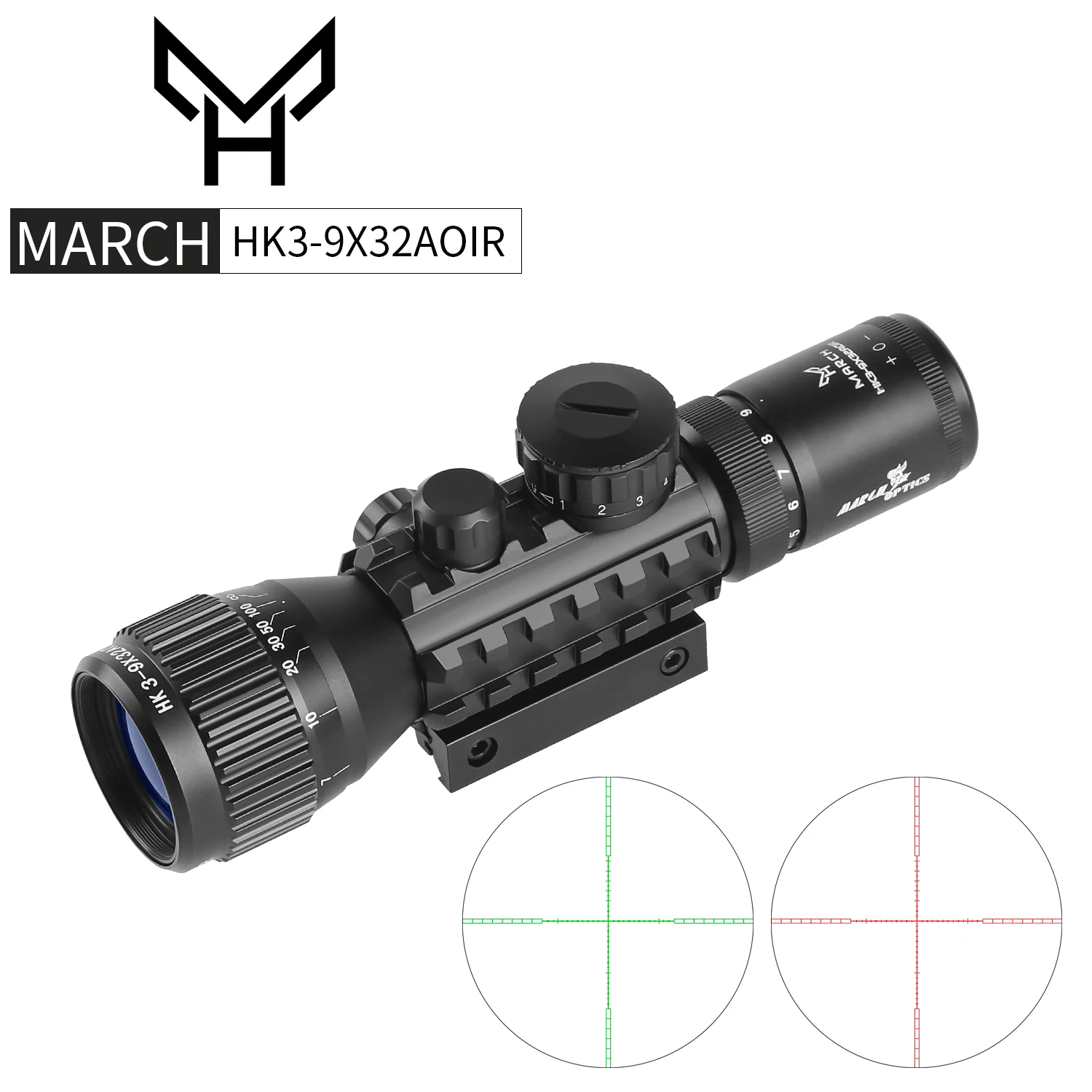 MARCH Optical Riflescope Air Gun Sight HK 3-9X32AOIR Rifle Scope Airsoft Equipments Hunting Lunettes AR15 Collimator view 2