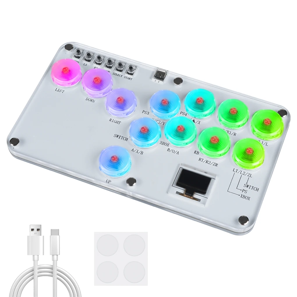 RGB Leverless Controller Fight Sticks 12Keys All-Button Fighting Game Arcade Stick Stickless Arcade Stick for PS4/PS3/Switch/PC