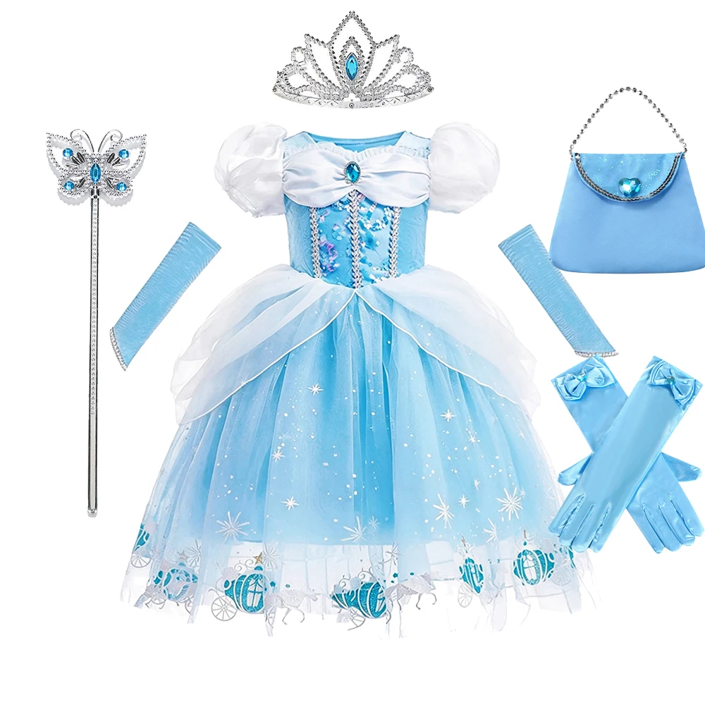 Kostüm Mädchen Blaues Prinzessinnen-Geburtstagskleid für Mädchen Festliche Kleider Kinder Halloween-Kostüme 2 3 4 5 6 7 8 9 10 Jahre – Detail 8