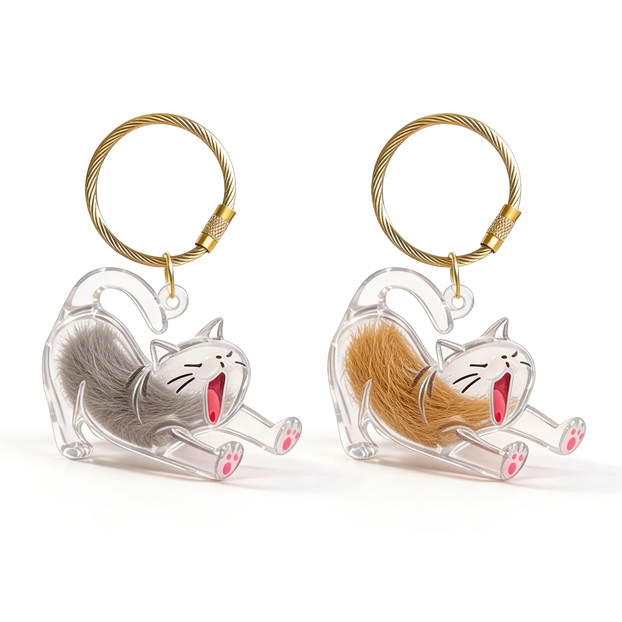 2-Pack Cat Hair Keychains, Cat Hair Pendants, Transparent Cat Hair Storage Boxes, Creative Commemorative Gifts for Animal Lovers