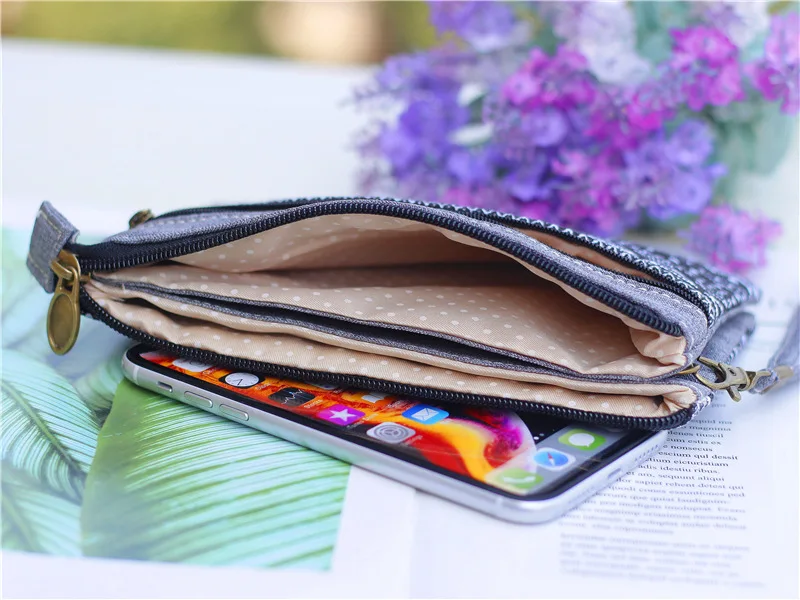 Frauen Baumwolle Lange Organizer Brieftasche Damen Geldbörse Weibliche Kupplung Kleine Telefon Tasche Geld Tasche für Kinder Kinder Mädchen Tasche – Detail 6