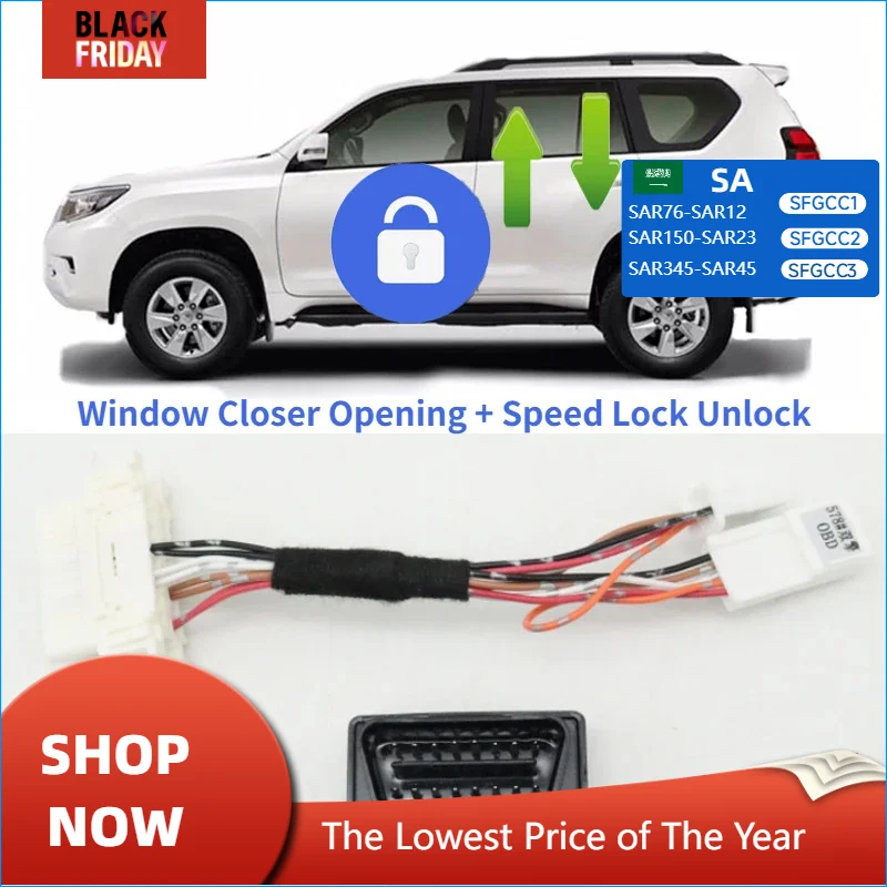 Auto Window Closer Opening + Speed Lock Unlock Plug Cable Module For Toyota Prado 2018 2019 2020 2021 2022