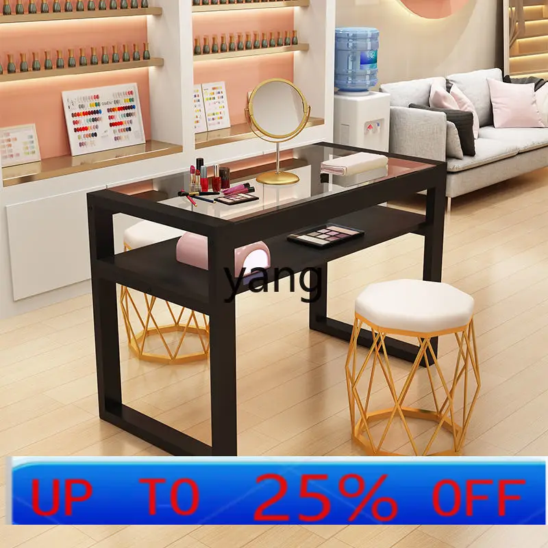 

LMMsimple nail salon special tempered glass table double single combined nail table