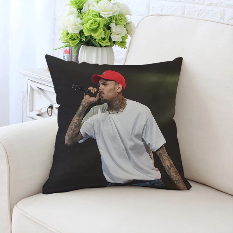 

45x45cm custom pillowcase Chris browns double-sided printed sofa cushion cover office chair cushion headboard backrest fan gift