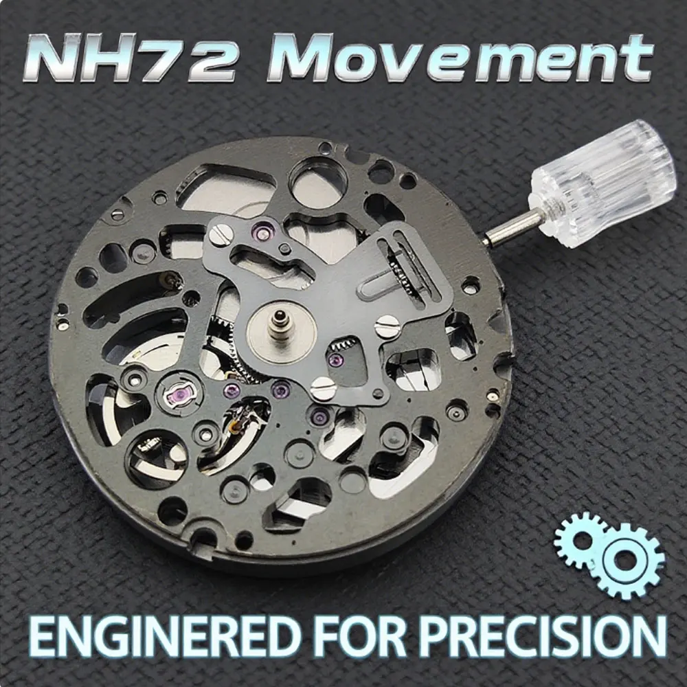 Jap NH70 NH72 Mechanical Movement 24 Jewels Skeleton Mechanism Modification Automatic Watch Replace Movement