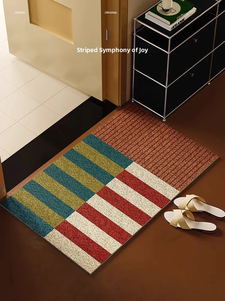 

Mans Modern Sle Luxury Silk Circle Door Mat Cusizable Dust Removal Entrance Rug Anti-Slip Home Decor Floor Mat