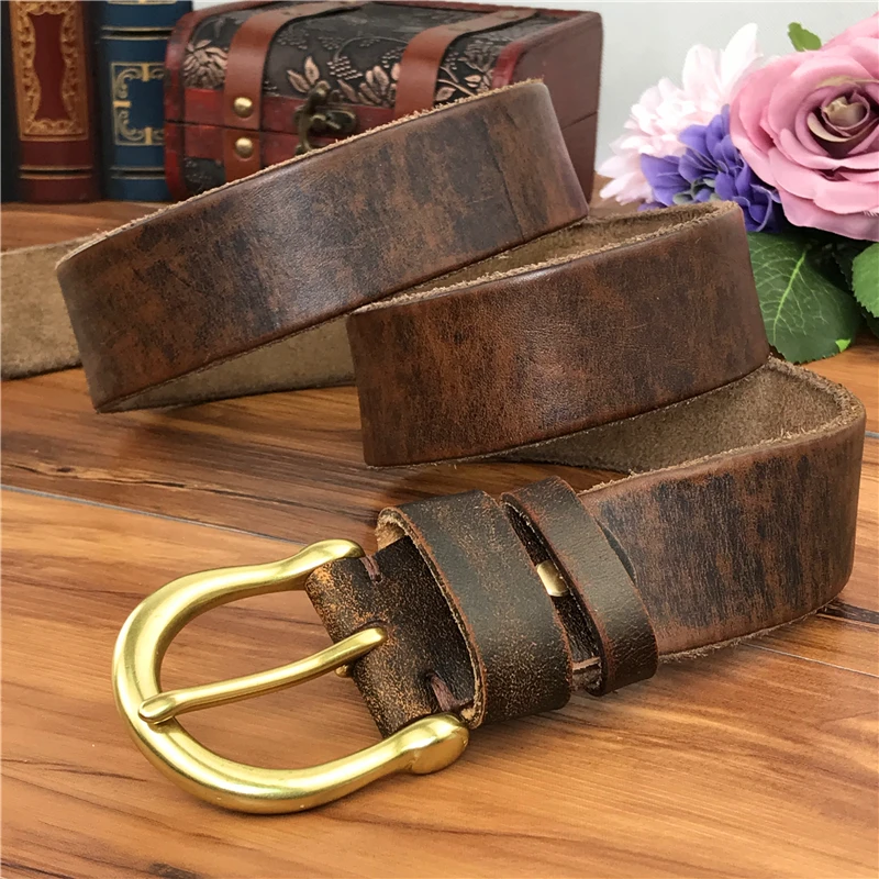 3.8cm Top Geauine Leather Belt Without Buckle Man Belt Ceinture Homme Mens Leather Belts Without Buckles For Men 105-125CM SP05