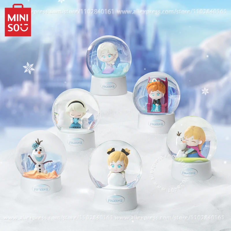 

MINISO хрустальный шар, глухая коробка, серия Disney Frozen, кавайная кукла, мультяшный орнамент, подарок на день рождения, периферийная модель, детская игрушка