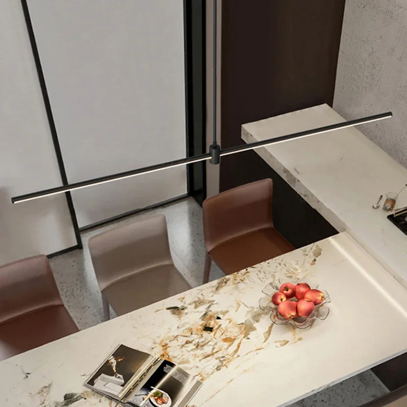 Nordic Long Strip Simple Aluminium Led Pendant Lamp Dimmable for Living Dining Table Room Kitchen Island Chandelier Home Fixture