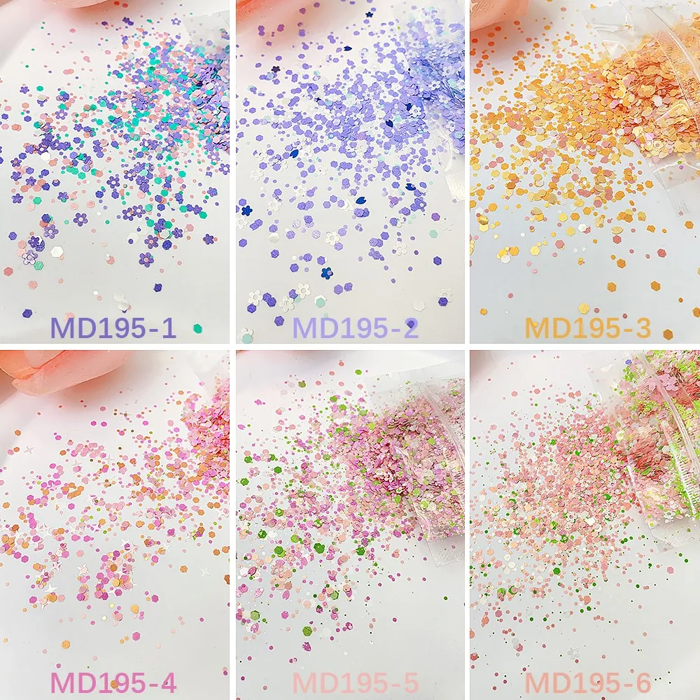 1 Bag Ultrathin Nail Sequin 3D Star/Flower/Round Shape Mixed Glitter Paillettes For Nails Wedding Confetti Slice Flakes #Net 10g