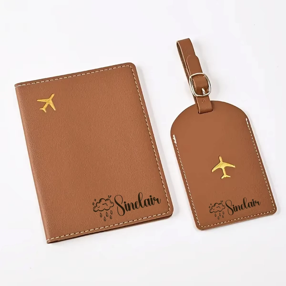 Custom Name Passport Holder & Luggage Tag Set, High Quality Leather Wallet, Practical Travel Gift For Husband view 5