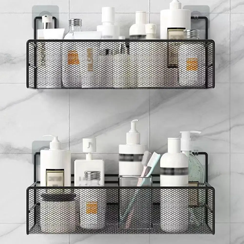 Wall-mount Bathroom Shelf Shower Shampoo Rack Toilet Basket Free Accessories Bathroom Storage Condiment Kitchen Punch Organ M2d2