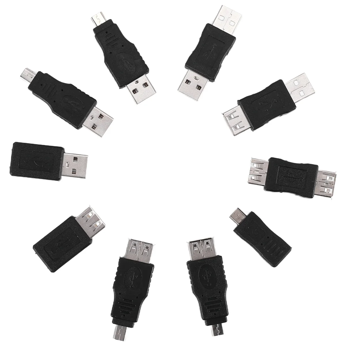 10PCS OTG 5 Pin F/M mini Changer Adapter Converter USB Male to Female Micro-USB