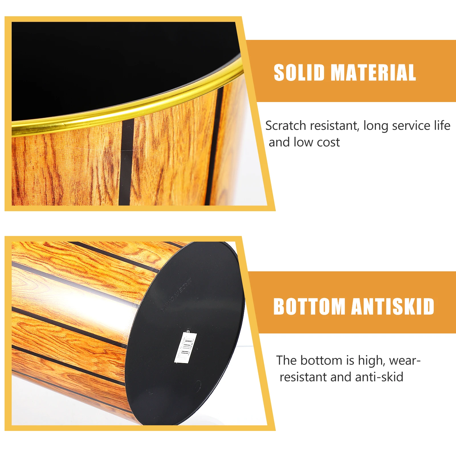 

2Pcs Wooden Trash Can Home Rubbish Holder Easy to Use and Wash PP Garbage Container for Living Room Trash Can