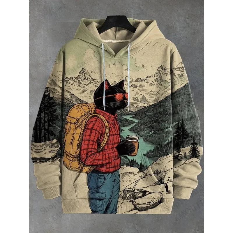 الكرتون القط ديناصور ثلاثية الأبعاد طباعة هوديس الرجال النساء موضة المتضخم خمر هوديي البلوز معطف ملابس رجالي للجنسين Moletom