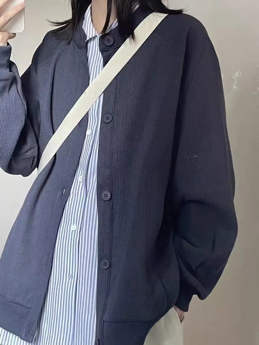 

Retro Japanese Sle Loose Fit Pure Color Hoodie Cardigan Spring Autumn Casual Sle Men Women Outerwear Youth Faion
