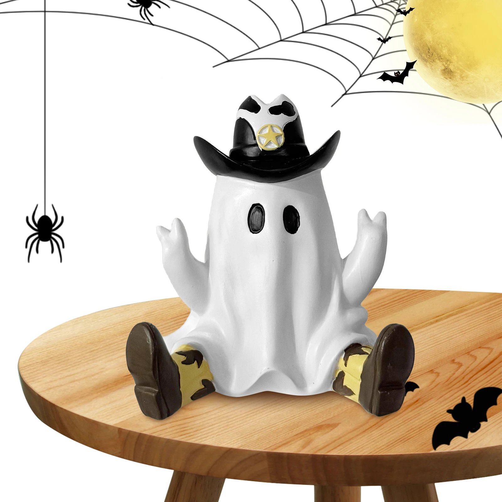 Cowboy Specter Statue Ornaments with Boots Resin Ghost Craft Ornament Funny Specters Ornaments for Home Kitchen Fireplace