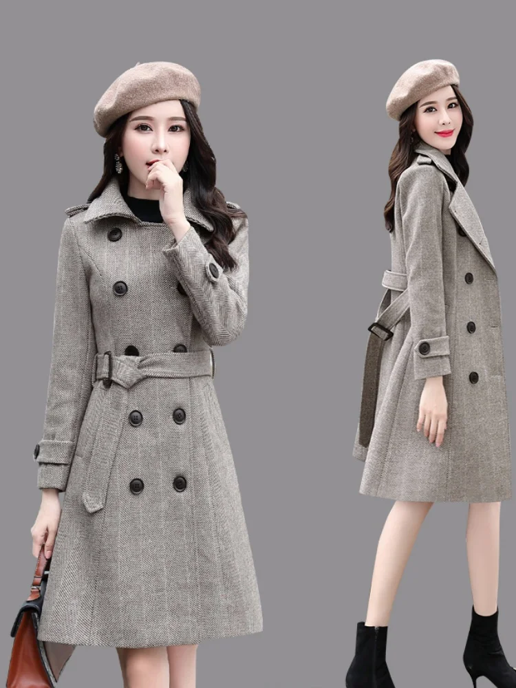 

S-3XL Women's Trench Coat Casual X-long Windbreaker Lapel Top Long Ladies Jacket Double-breast Coats Women For Spring Autumn