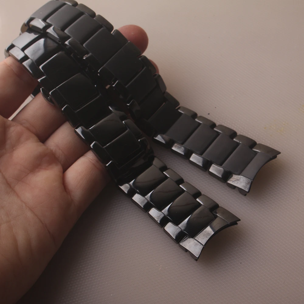 Польский черный керамический ремешок для часов, новый 22 мм 24 мм для часов Ar man AR1451 AR1452 AR1474 AR1475, сменный ремешок для часов с пряжкой, браслет