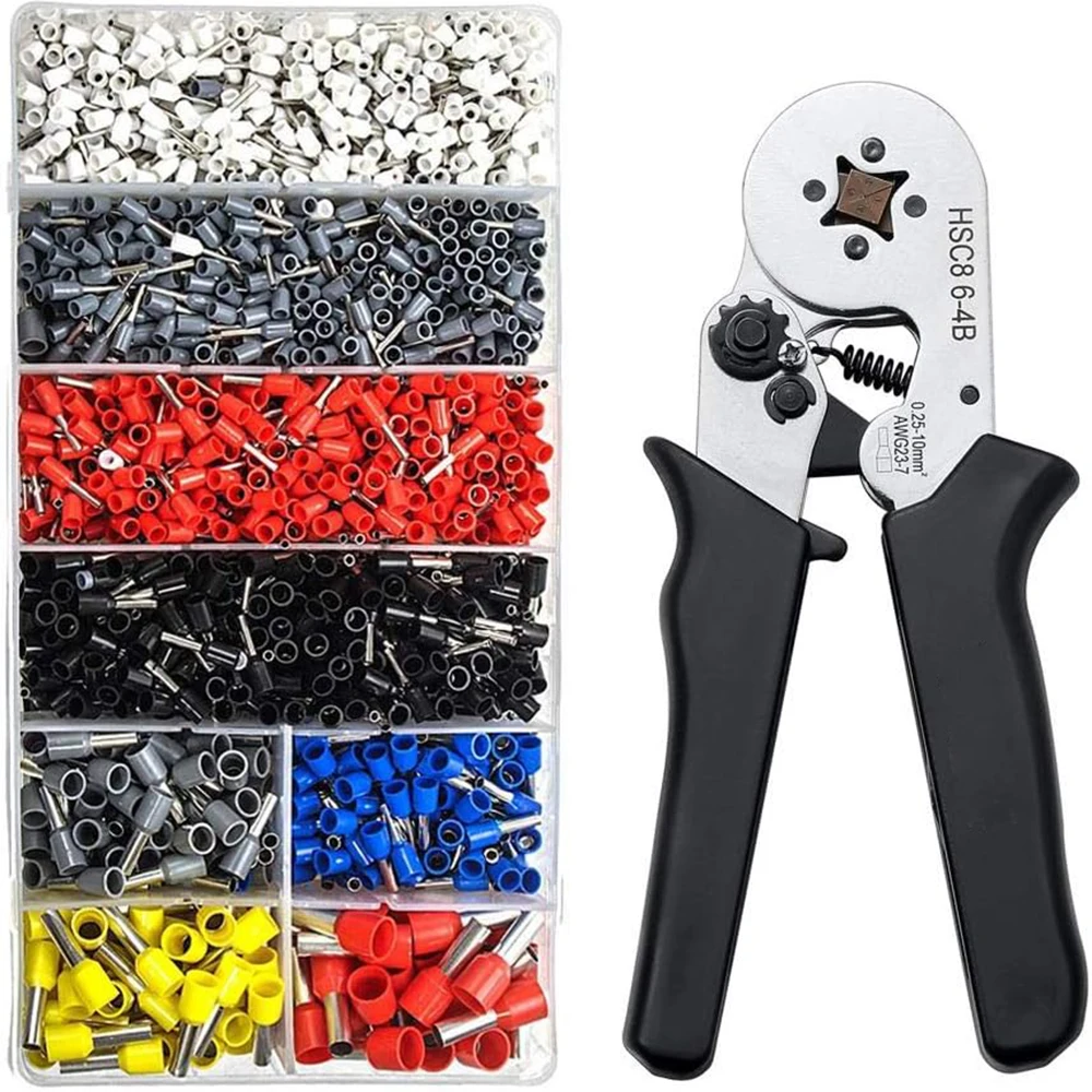 Ferrule Crimper Pliers Set Wire Crimping Tool Kit with 1800 Terminal Connector Sleeves Pliers for Stripper Wiring Projects