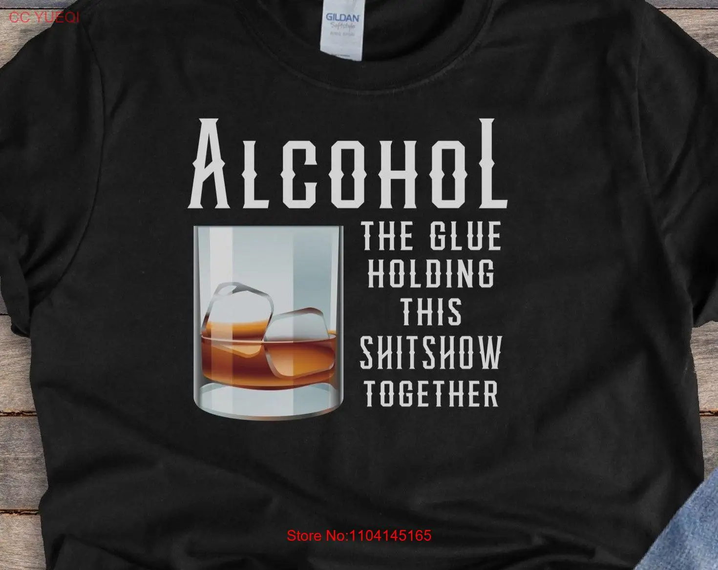 Alcohol The Glue Holding This Shitshow Together Bourbon Glass Hope you brought Funny Sarcastic T Shirt Attitude