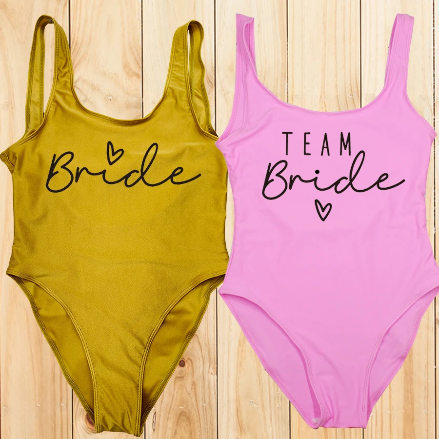 S-3XL Team Bride One-Piece Swimsuit Women Swimwear Bachelorette Party Sexy Summer Beachwear Bathing Suit maillot de bain femme