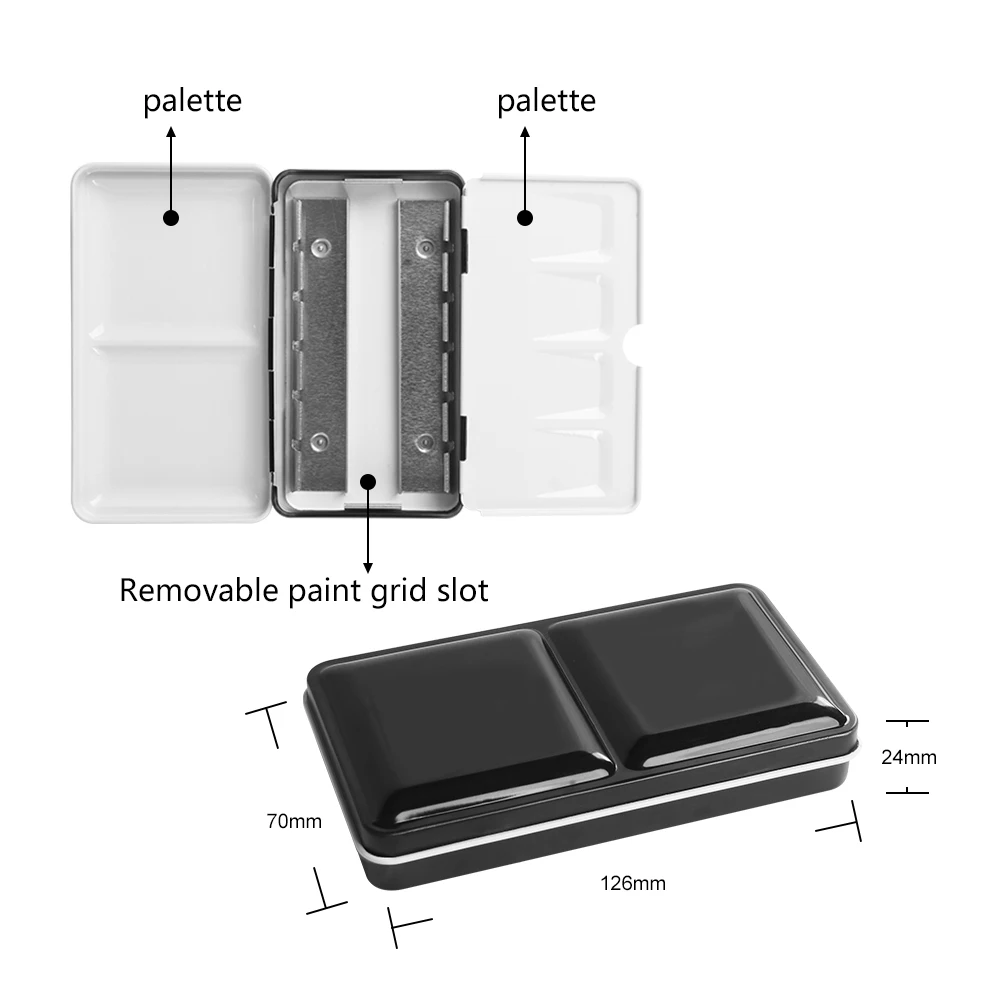 SeamiArt-caja de pintura plegable de Metal portátil para subpaquete de acuarela, medias sartenes, almacenamiento de acuarela sólida, suministros de arte