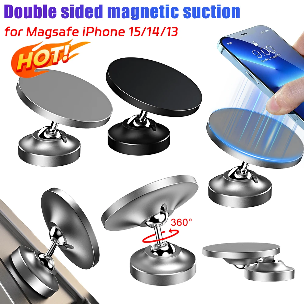 Double-Sided Magnetic Phone Holder 360°Adjustable Gym Car Kitchen Dual Magnet Mount Stand for Magsafe iPhone 15/14/13/12