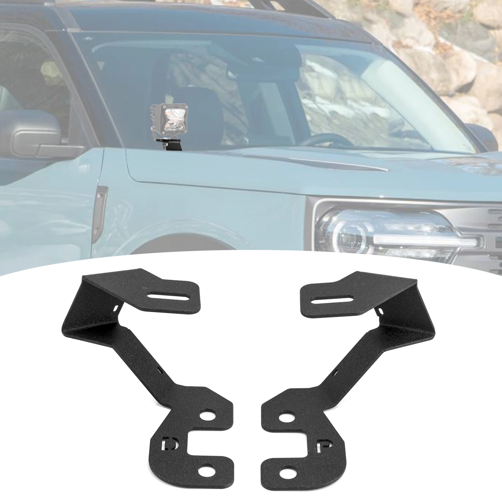 

For Ford Bronco Sport 2021-2025 Driver & Passenger Side Bolt-on Hood Hinge LED Bracket / Ditch Light Bracket Car Accessories