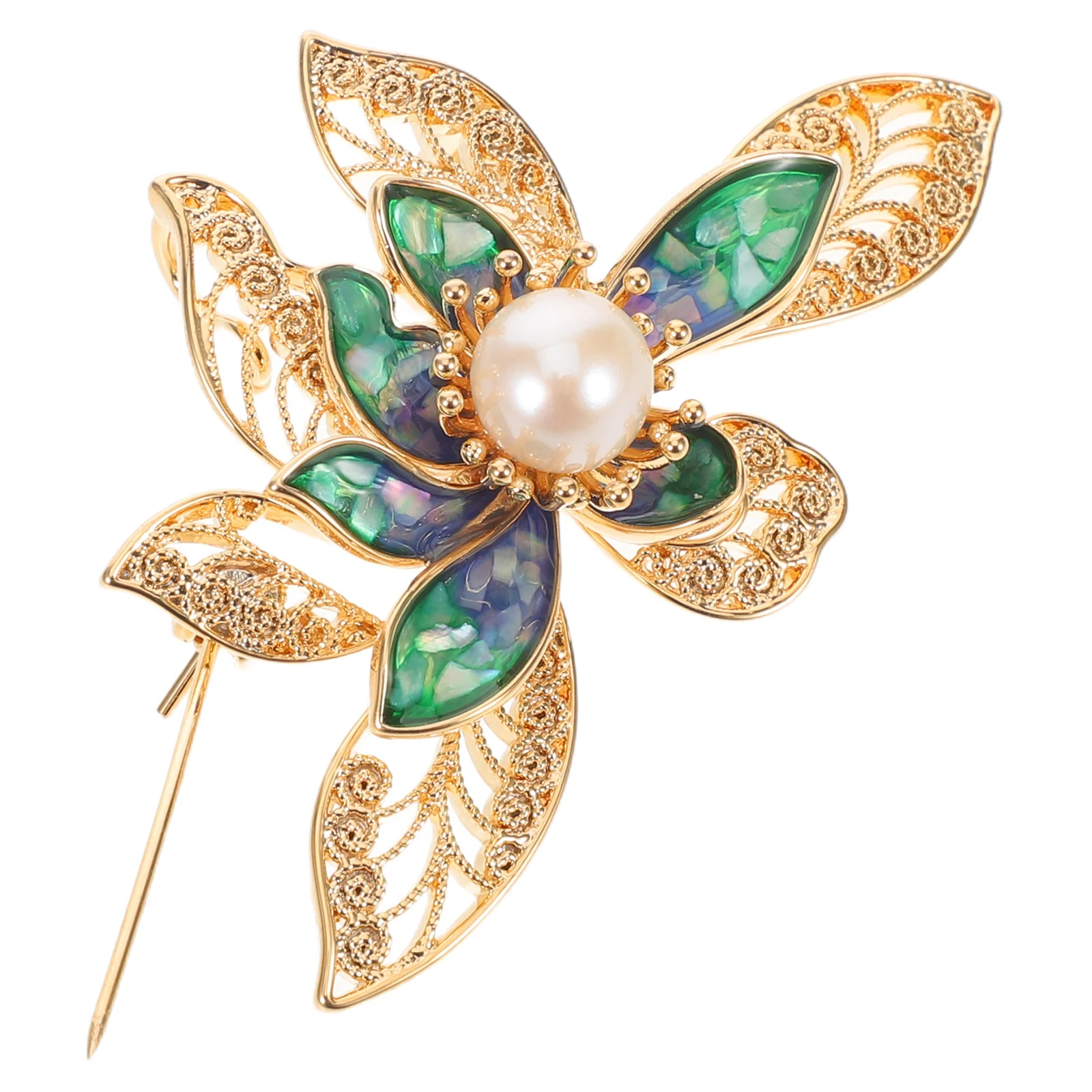 

Lotus Flower Brooch Artificial Pearl Rhinestone Decorative Lapel Pin Wedding Engagement Bride Dress Jacket Hat Jewelry