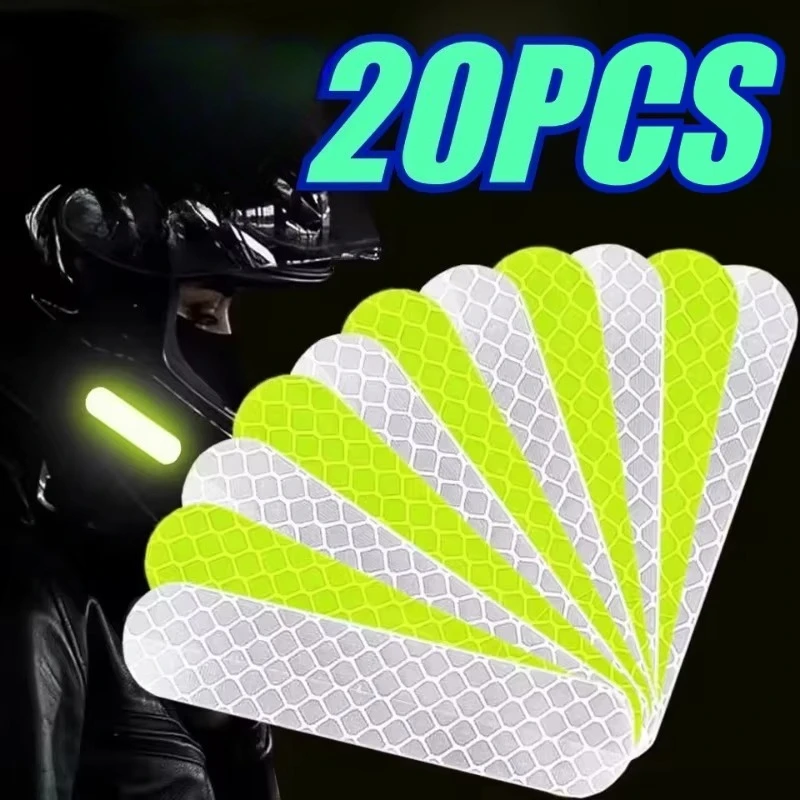 10/20PCS Night Reflective Strip Warning Stickers Waterproof High Visibility Reflector Tape for Car Motorcycle Helmet Bicycle