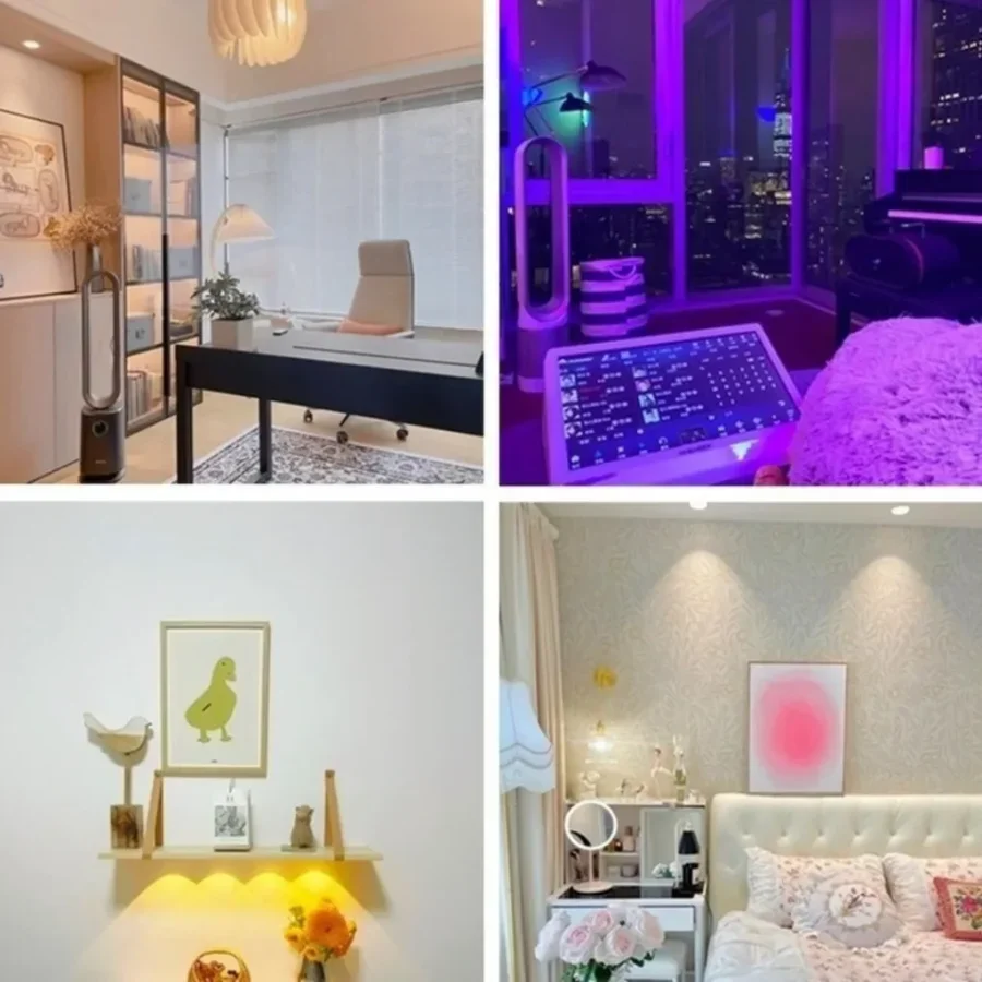 1 Set Multiple Controls 16 Colors Cabinet Light Dimmable LED Round Night Light Portable Cabinet Kitchen Closet Lamps with Remote image 3