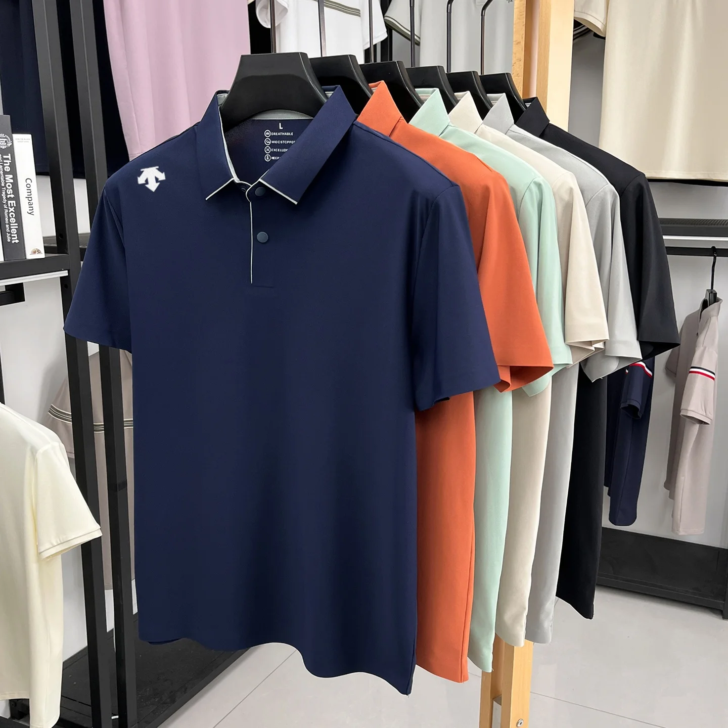 Hochwertiges Eisseide-Kurzarm-Poloshirt, Marken-Luxus, geprägt, modisch, neu, Herren-Sommer-T-Shirt, atmungsaktiv, lässig, Business-T-Shirt – Detail 2