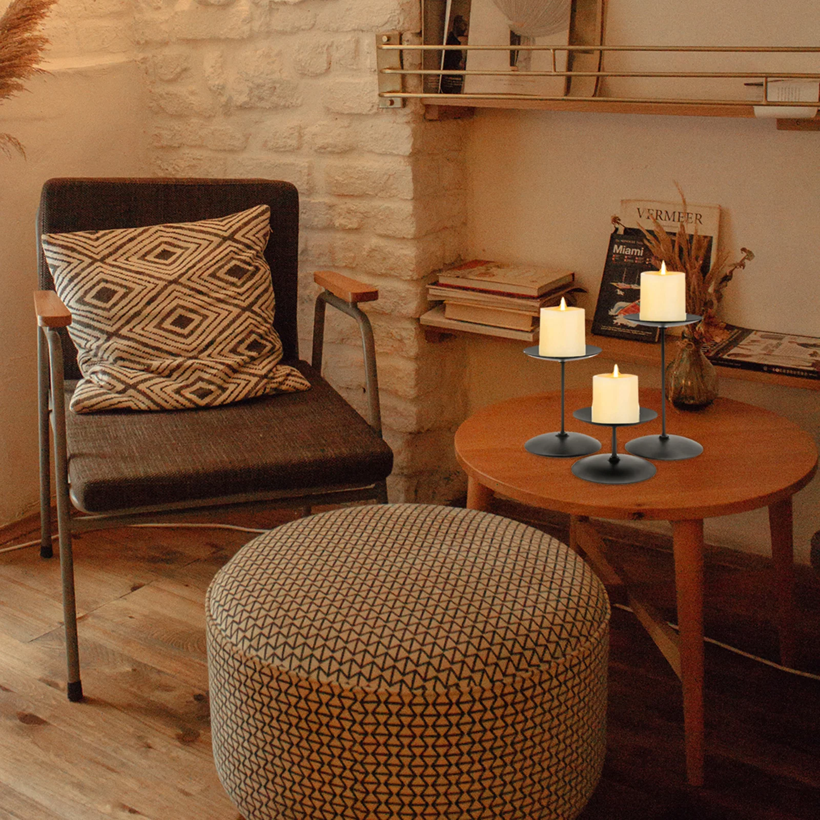 

3pcs Black Holder Iron Art Candlestick Desktop Ornament For Home Wedding Party Decor Modern Retro Tealight Stand