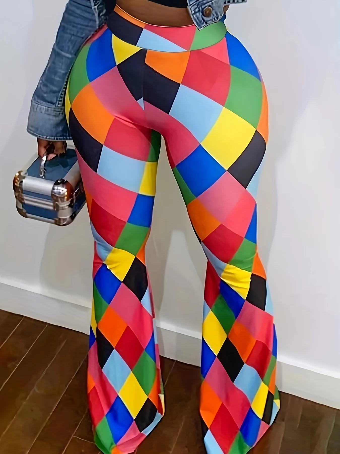 

Casual Print Basic Large Size High Waist Pants