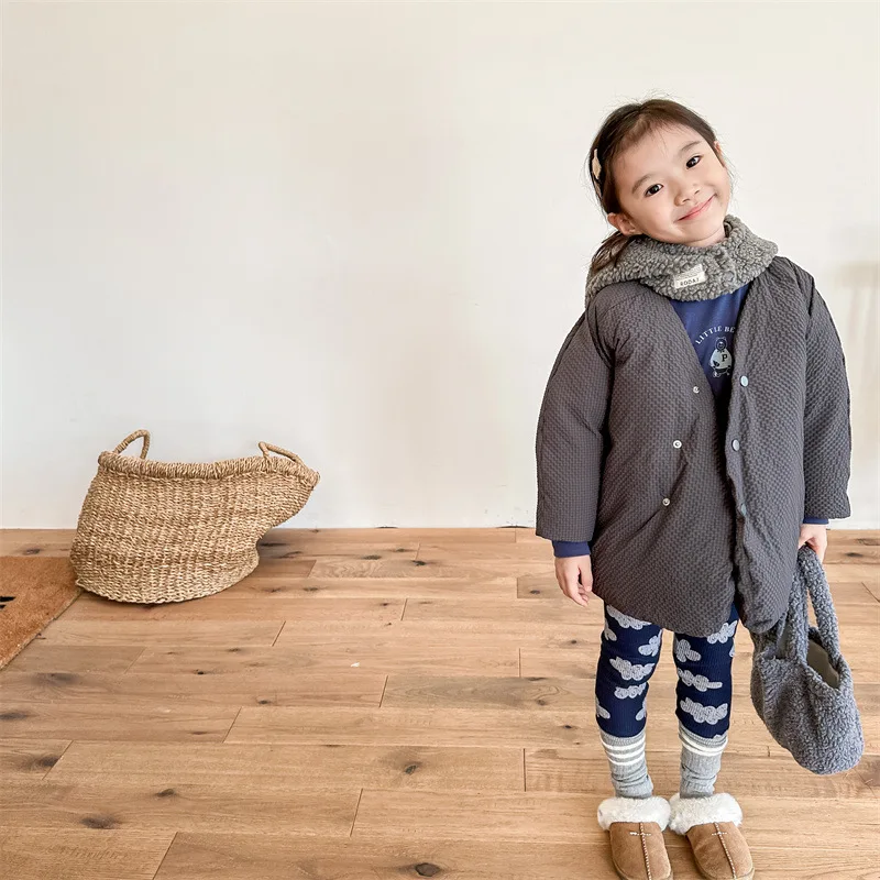 

2026 Winter Kids Down Jacket Girls Padded Coat with Hood Children's Snowsuit Warm Puffer Outerwear Baby Toddler Insulated Coat