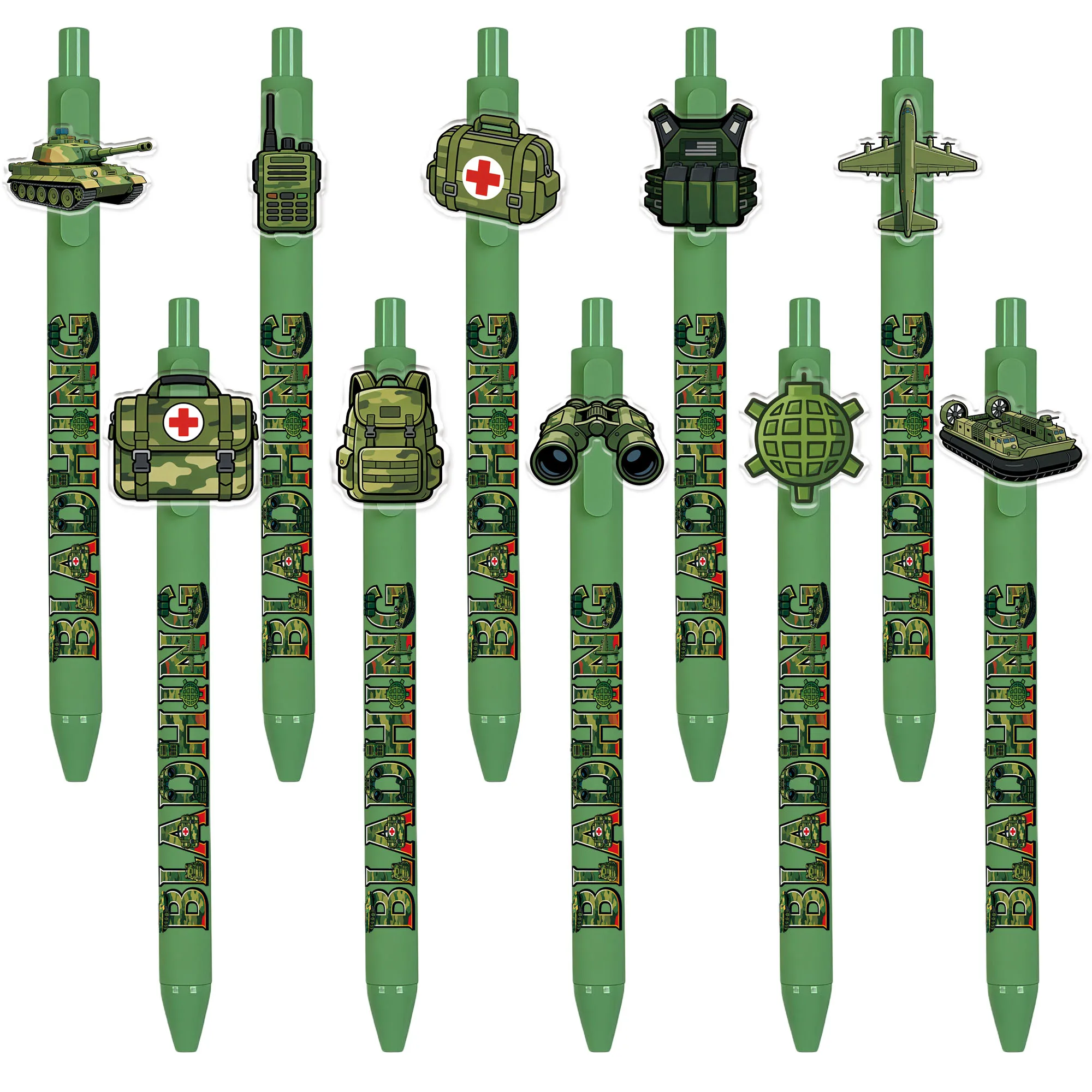 

10 pieces / 20 pieces military camouflage pattern ballpoint pens - tank and fighter aircraft shaped push-button gift pens