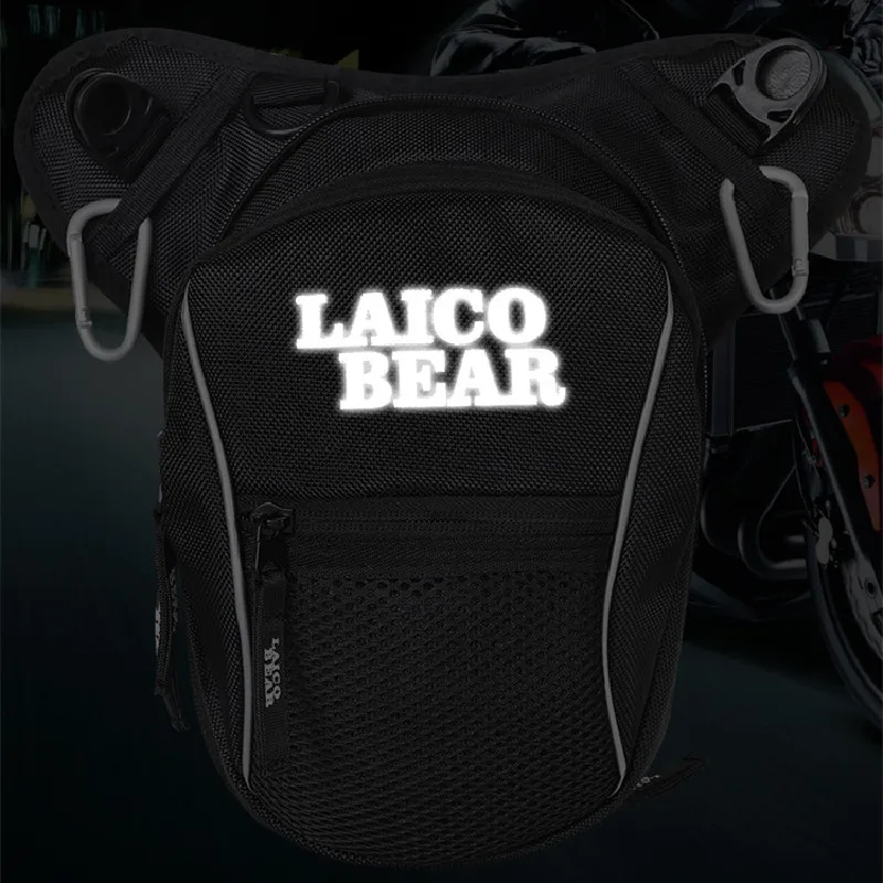 LAICOBEAR Classic Waist Pack Outdoor Hiking Motorcycle Drop Leg Bag Waterproof Thigh Hip Bags Shoulder Pack Reflective Oxford