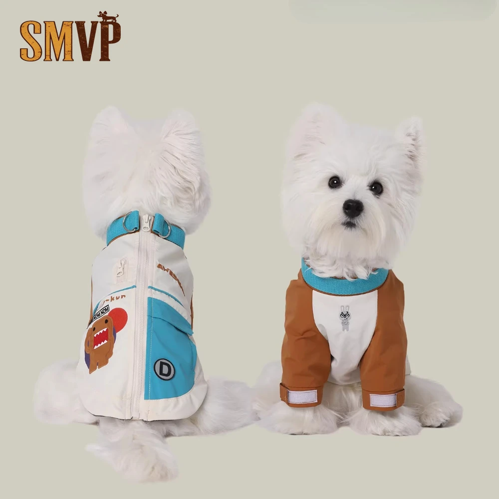 

Мультяшная молочно-белая куртка контрастного цвета, водонепроницаемая и грязеотталкивающая, в повседневном стиле, для маленьких и средних собак